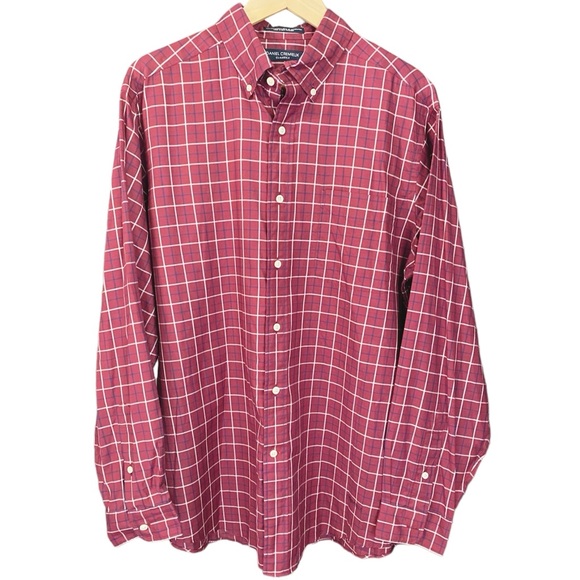 Daniel Cremieux Burgundy Plaid Checkered Long Sleeve Shirt - Picture 1 of 4